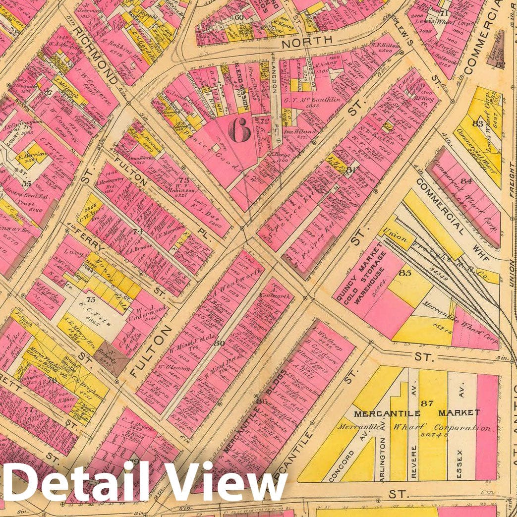 Historic Map : Atlas City of Boston, City Proper and Roxbury, Boston 1890 Plate 006 , Vintage Wall Art