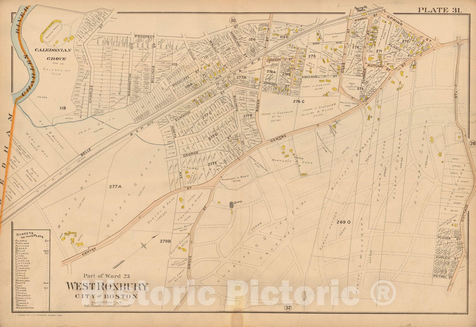 Historic Map : Atlas of Dorchester, West Roxbury and Brighton, West Roxbury 1899 Plate 031 , Vintage Wall Art