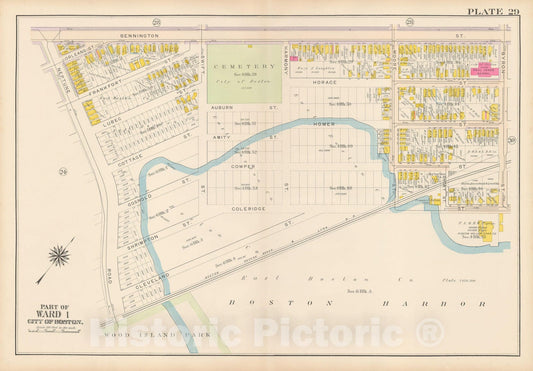 Historic Map : Atlas City of Boston: Charlestown and East Boston, East Boston 1912 Plate 029 , v2, Vintage Wall Art