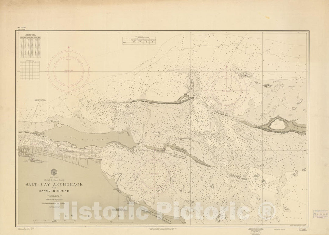 Historic Map : Coastal Charts - Great Bahama Bank: Salt Cay Anchorage 1951 , Vintage Wall Art