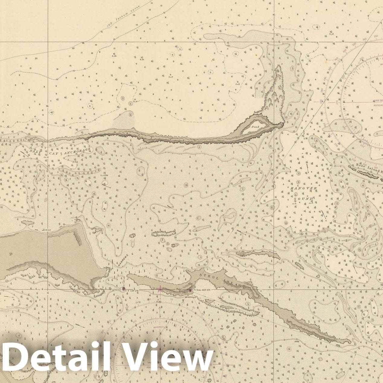 Historic Map : Coastal Charts - Great Bahama Bank: Salt Cay Anchorage 1951 , Vintage Wall Art