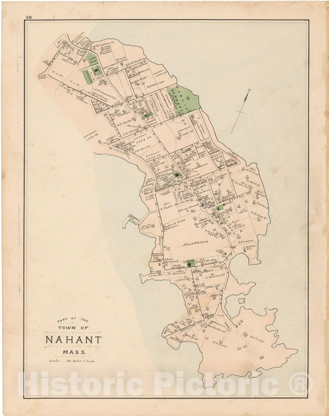 Historic Map : Atlas of Essex County, Nahant 1884 , v2, Vintage Wall Art