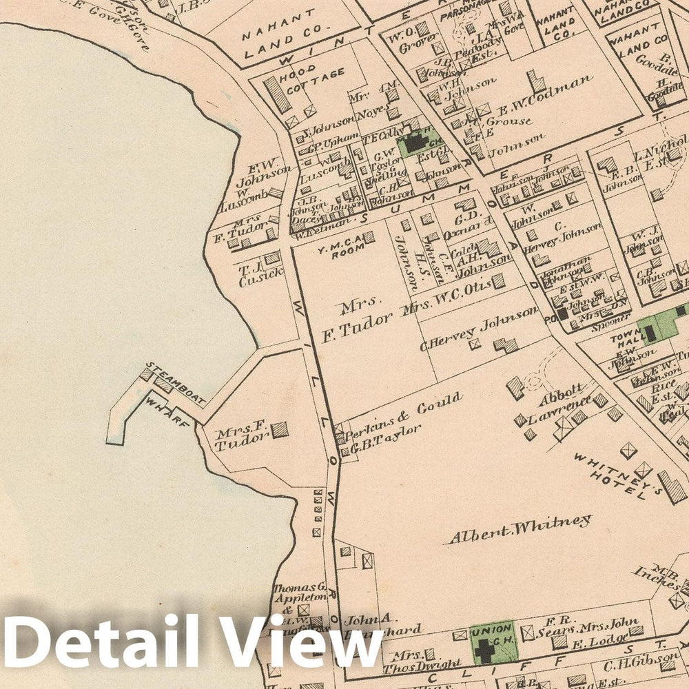 Historic Map : Atlas of Essex County, Nahant 1884 , v2, Vintage Wall Art