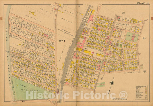 Historic Map : Atlas City of Springfield and The Town of Longmeadow 1910 Plate 004 , Vintage Wall Art