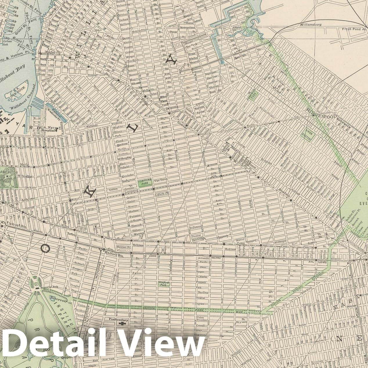 Historic Map : Brooklyn 1903 , Rand McNally Business Atlas , Vintage Wall Art