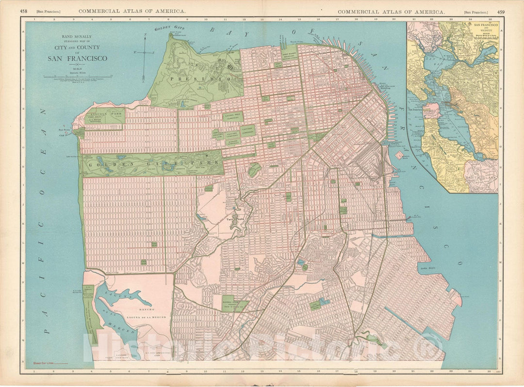 Historic Map : Commercial Atlas of America, 56th Edition, San Francisco 1925 , Vintage Wall Art