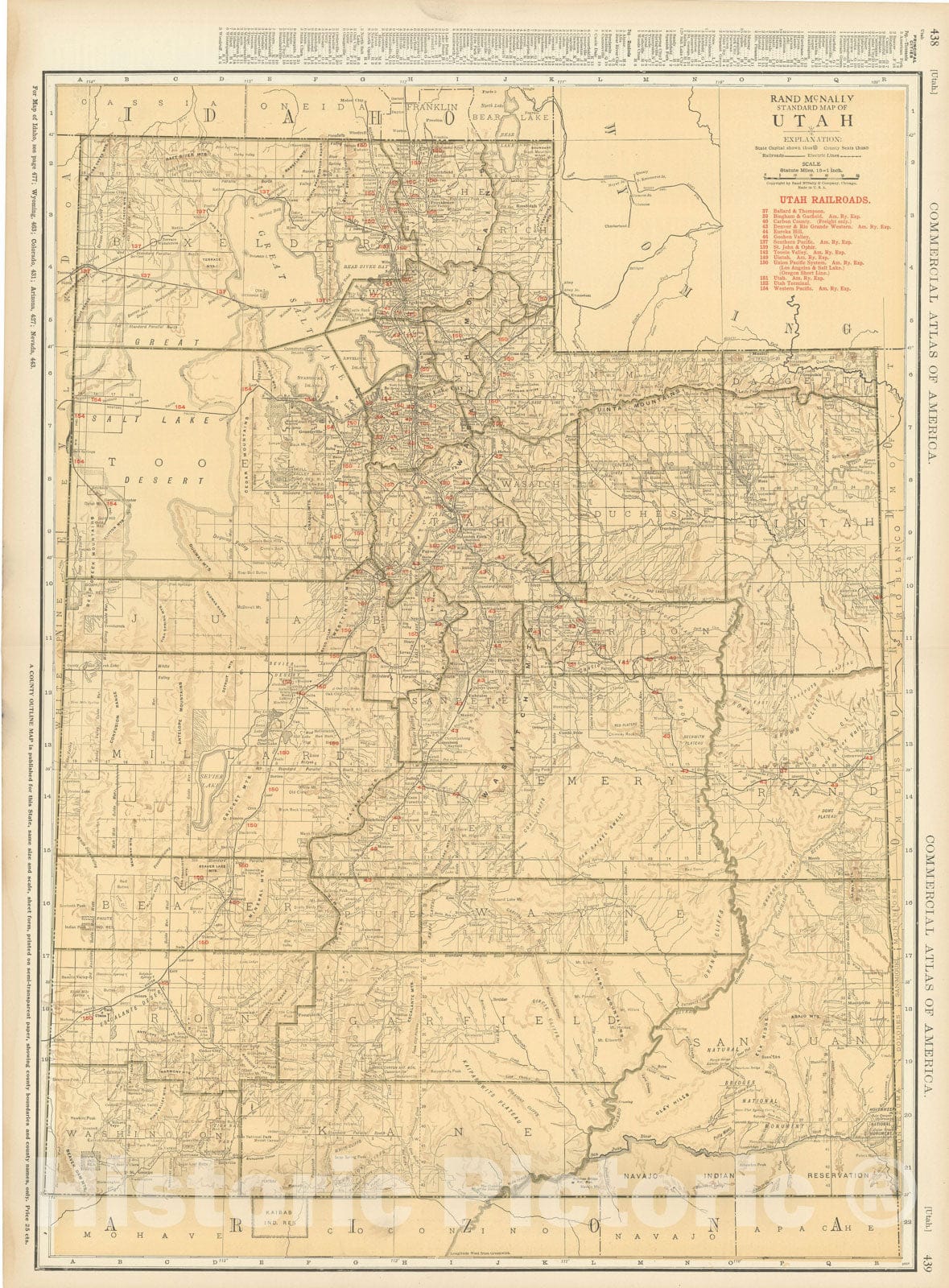 Historic Map : Utah 1925 , v2, Vintage Wall Art
