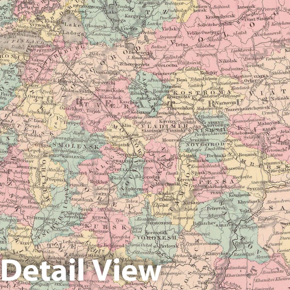 Historic Map : Russia 1856 , Colton's Atlas World , Vintage Wall Art