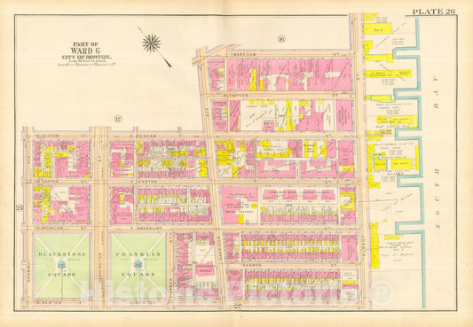 Historic Map : Atlas City of Boston, Boston Proper and Back Bay, Boston 1917 Plate 026 , Vintage Wall Art