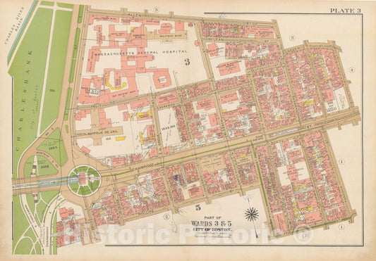 Historic Map : Atlas City of Boston, Boston 1938 Plate 003 , Vintage Wall Art