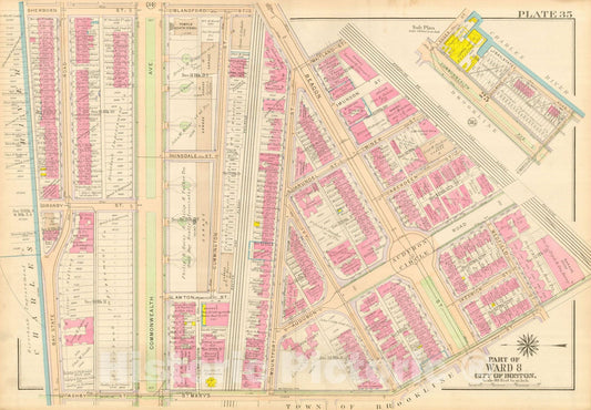 Historic Map : Atlas City of Boston, Boston Proper and Back Bay, Boston 1917 Plate 035 , Vintage Wall Art