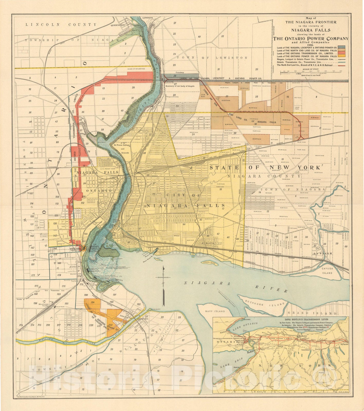 Historic Map : Ontario, Vicinity of Niagara Falls 1906 , Vintage Wall Art