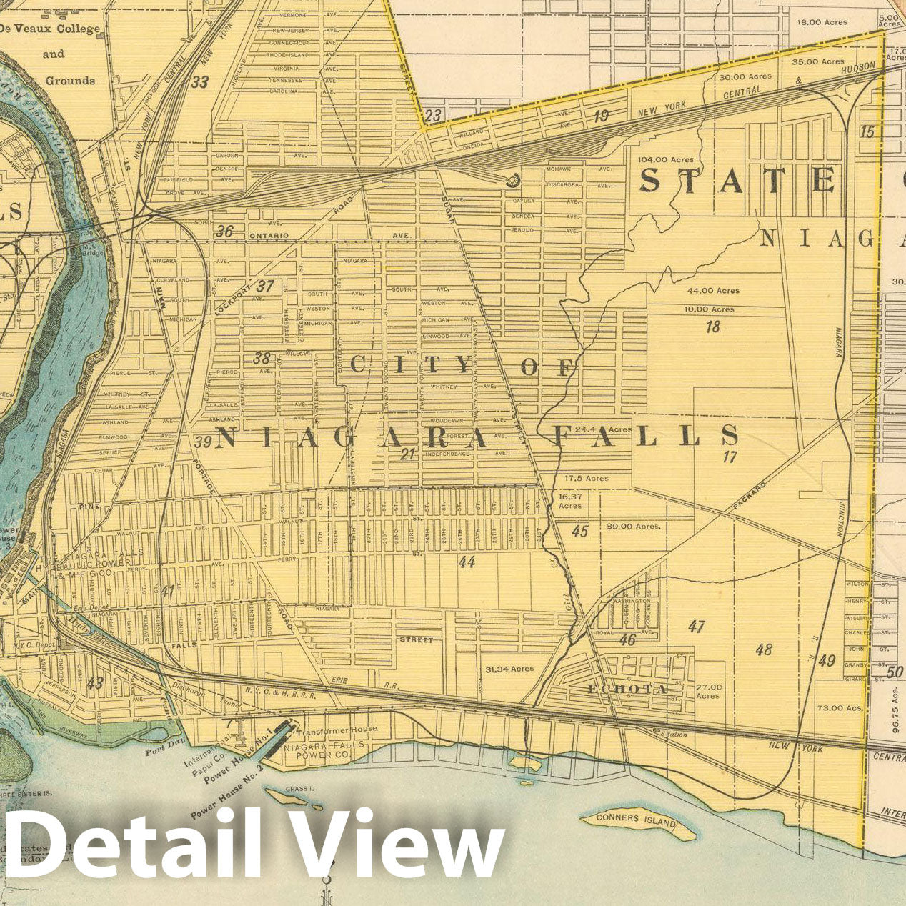 Historic Map : Ontario, Vicinity of Niagara Falls 1906 , Vintage Wall Art