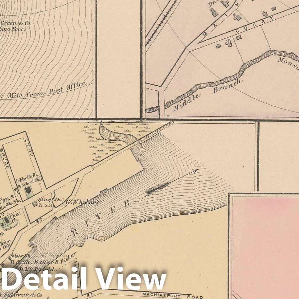 Historic Map : Atlas of Maine, Alfred & Eastport & Kennebunk & Machias 1885 , Vintage Wall Art