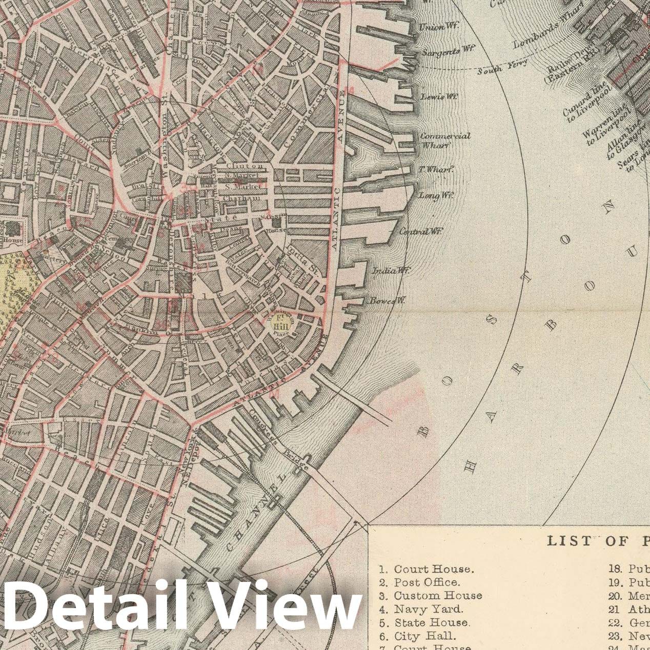 Historic Map : Boston 1880 , Vintage Wall Art, v2