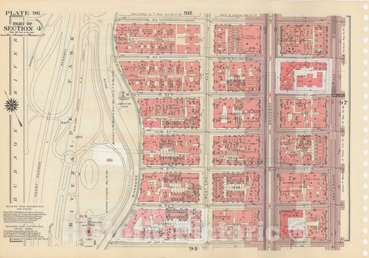 Historic Map : Manhattan Land Book 1955 - Updated Through Nov 7th, New York City 1975 Plate 096 , Vintage Wall Art