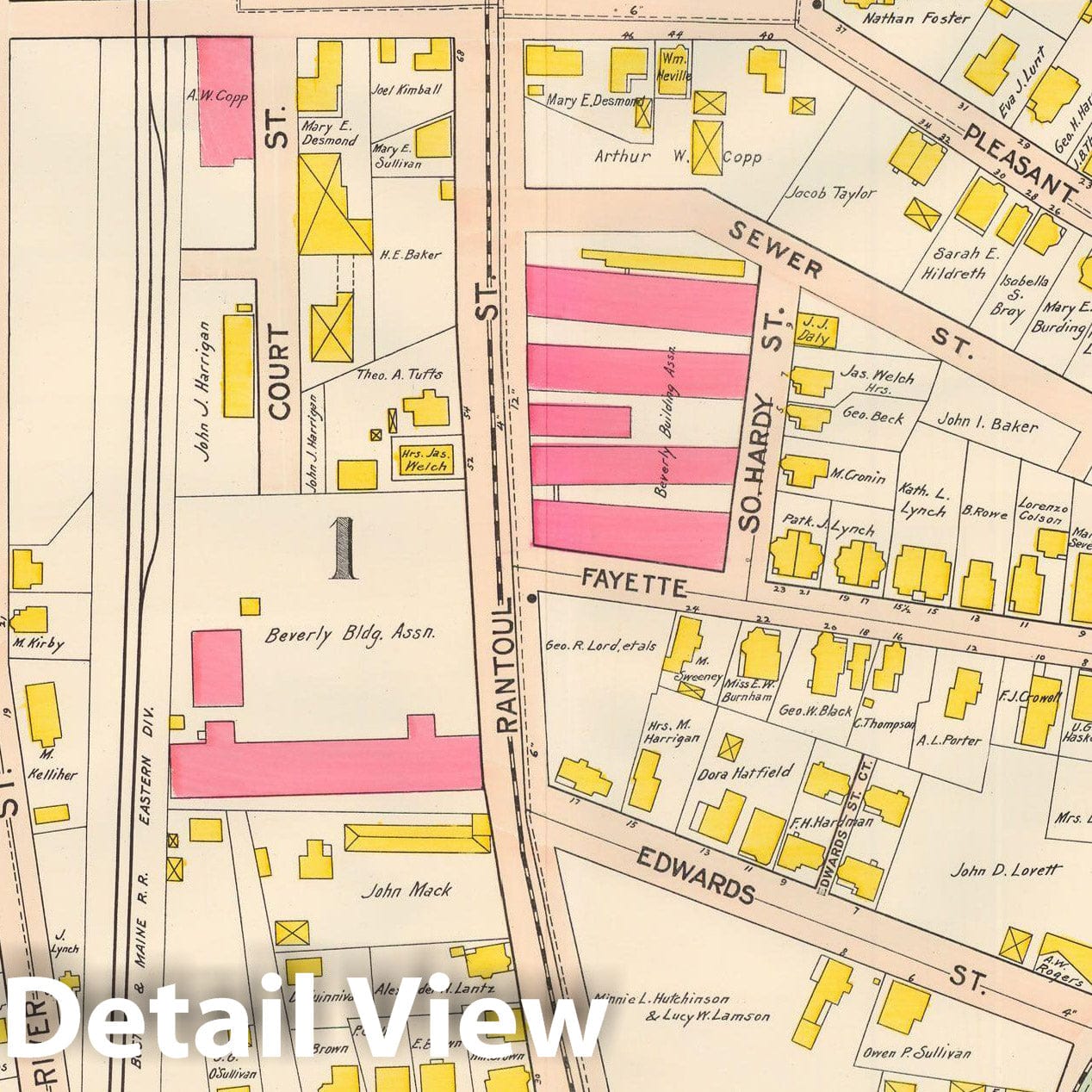 Historic Map : Beverly 1907 Plate 004 , Atlas City of Beverly , Vintage Wall Art