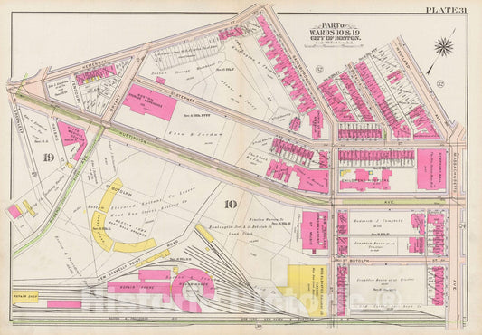 Historic Map : Atlas City of Boston: Boston Proper and Back Bay, Boston 1908 Plate 031 , Vintage Wall Art