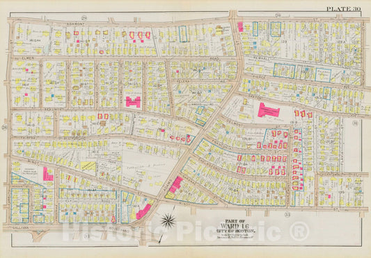 Historic Map : Atlas City of Boston, Dorchester, Dorchester 1933 Plate 030 , Vintage Wall Art
