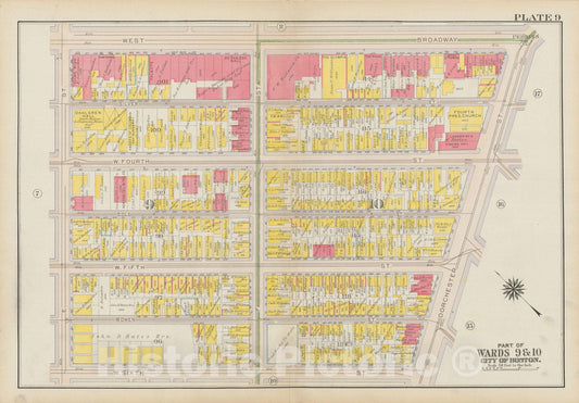 Historic Map : Atlas City of Boston: South Boston 1919 Plate 009 , Vintage Wall Art