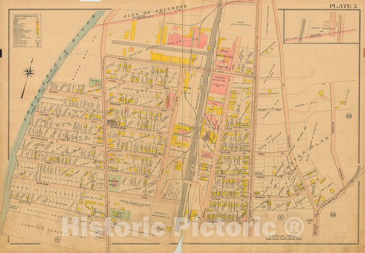 Historic Map : Atlas City of Springfield and The Town of Longmeadow 1910 Plate 005 , Vintage Wall Art