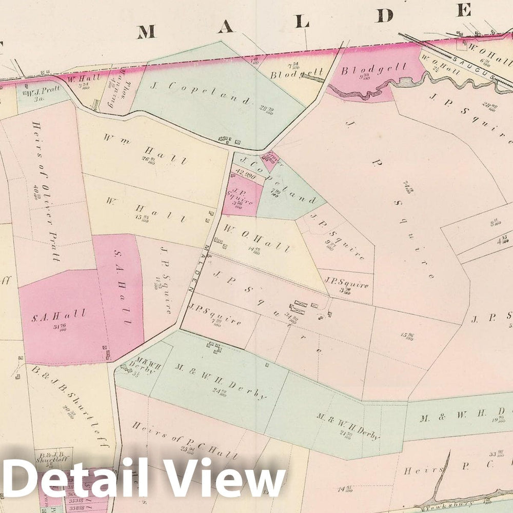 Historic Map : Atlas of county of Suffolk, MA Vol. 4, Revere 1874 Plate P , Vintage Wall Art