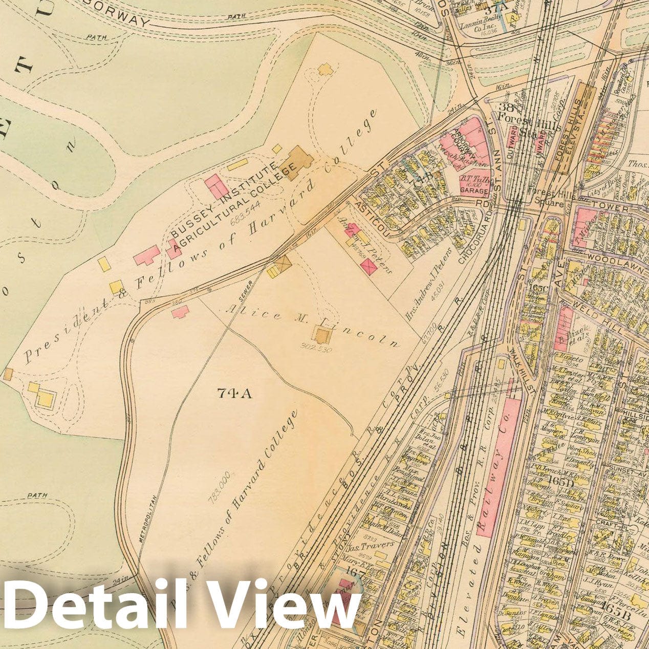 Historic Map : Atlas City of Boston, West Roxbury, Jamaica Plain 1924 Plate 011 , Vintage Wall Art