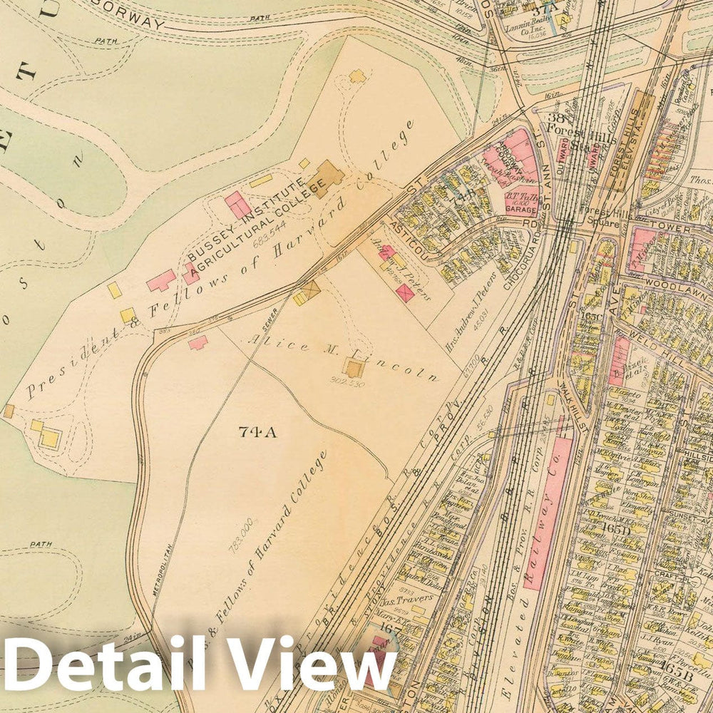 Historic Map : Atlas City of Boston, West Roxbury, Jamaica Plain 1924 Plate 011 , Vintage Wall Art