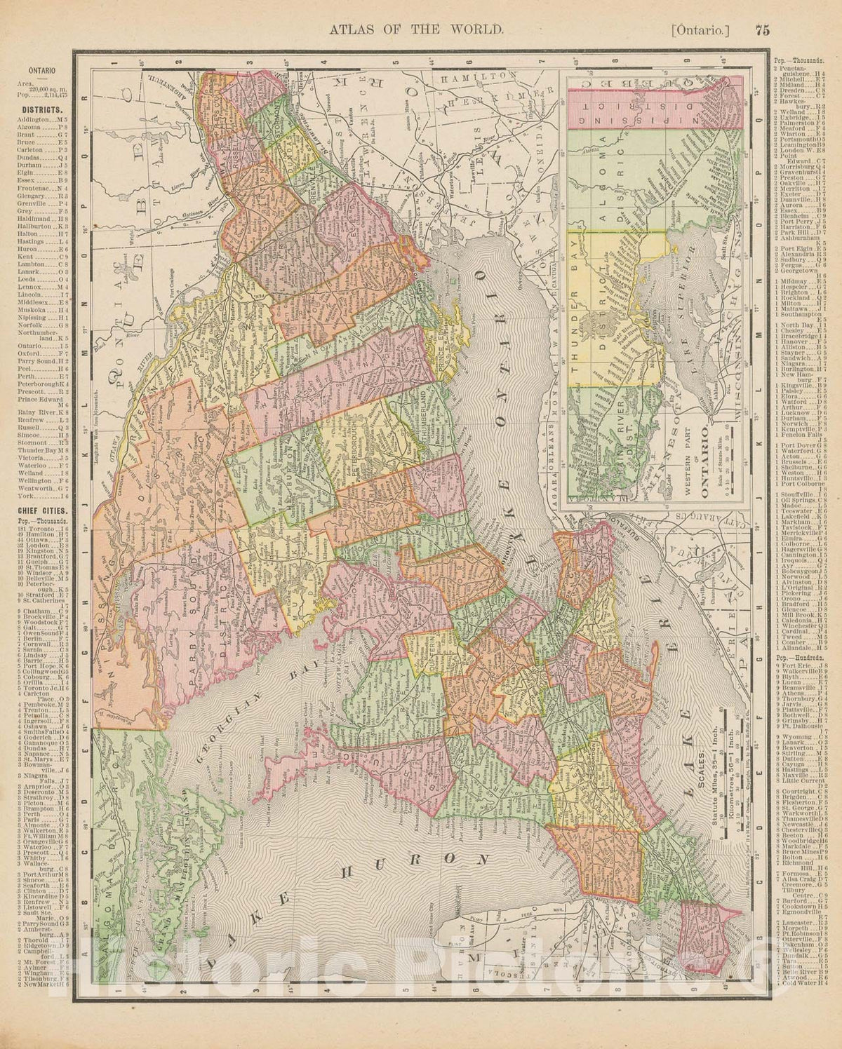 Historic Map : Ontario 1900 , Universal Atlas World , Vintage Wall Art