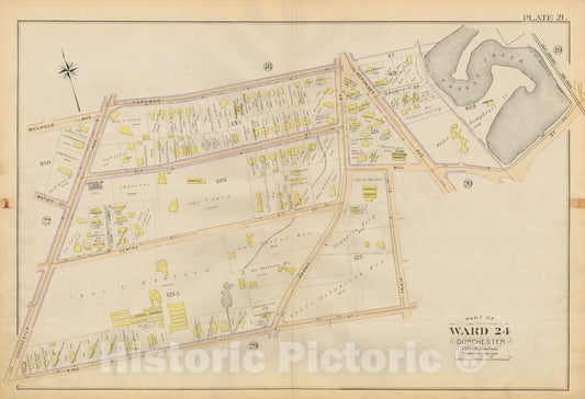 Historic Map : Atlas City of Boston, Vol. 5, Dorchester, Dorchester 1894 Plate 021 , Vintage Wall Art