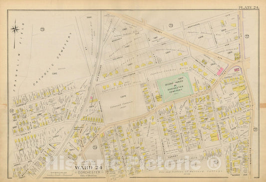Historic Map : Atlas City of Boston, Vol. 5, Dorchester, Dorchester 1894 Plate 024 , Vintage Wall Art