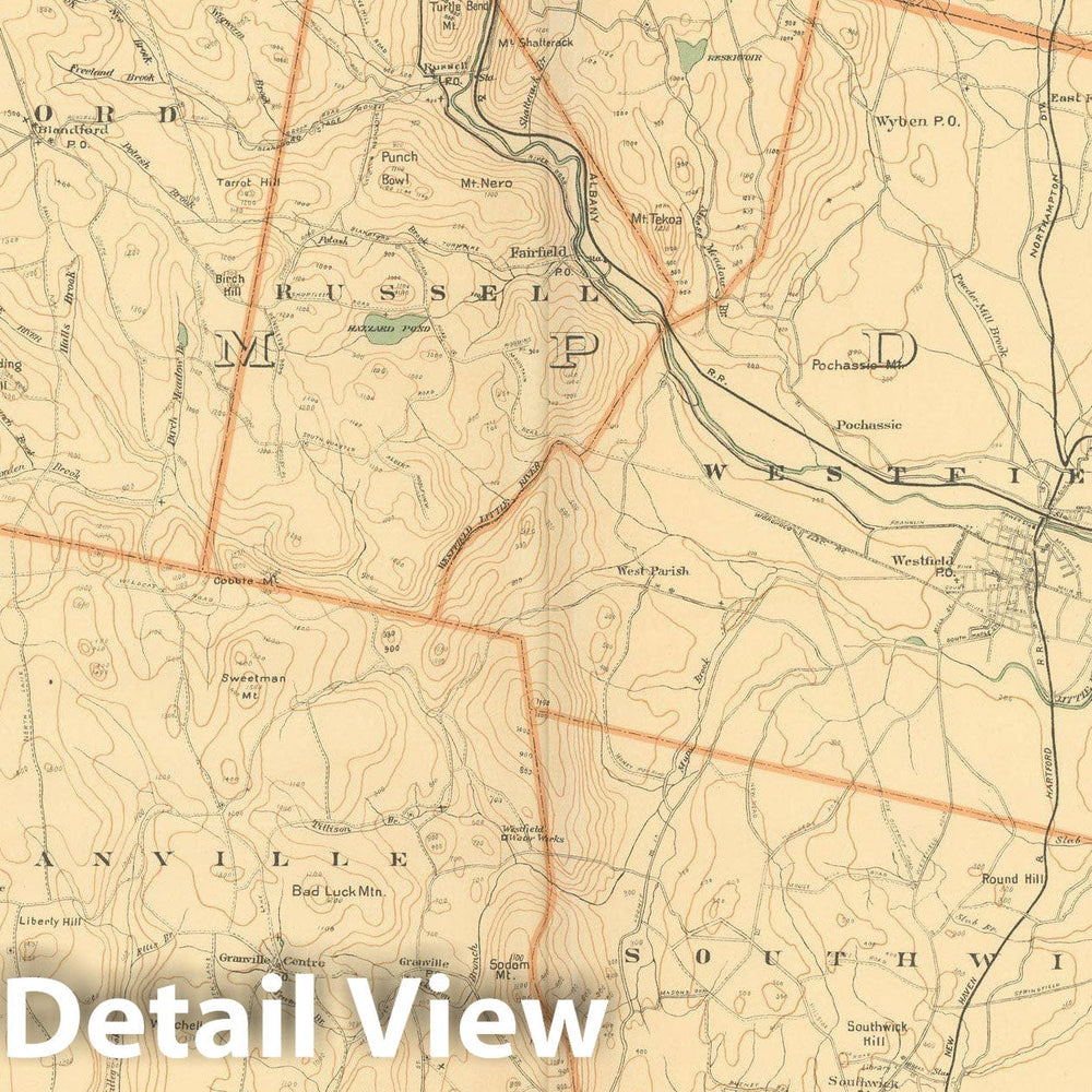 Historic Map : Atlas of Massachusetts, Agawam & Blandford & Granville & Holyoke & Russell & Southwick 1904 Plate 022 , Vintage Wall Art