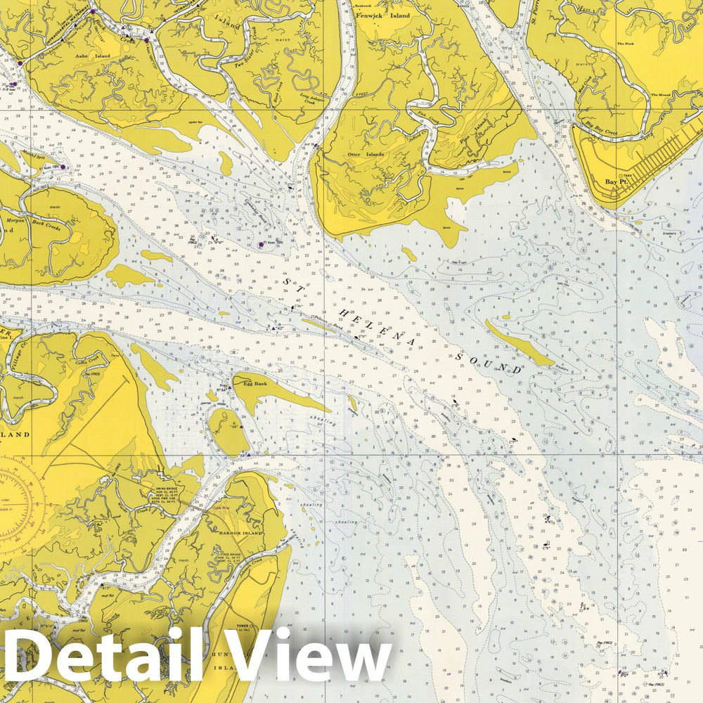 Historic Map : Coastal Charts - South Carolina: St. Helena Sound 1953 , Vintage Wall Art