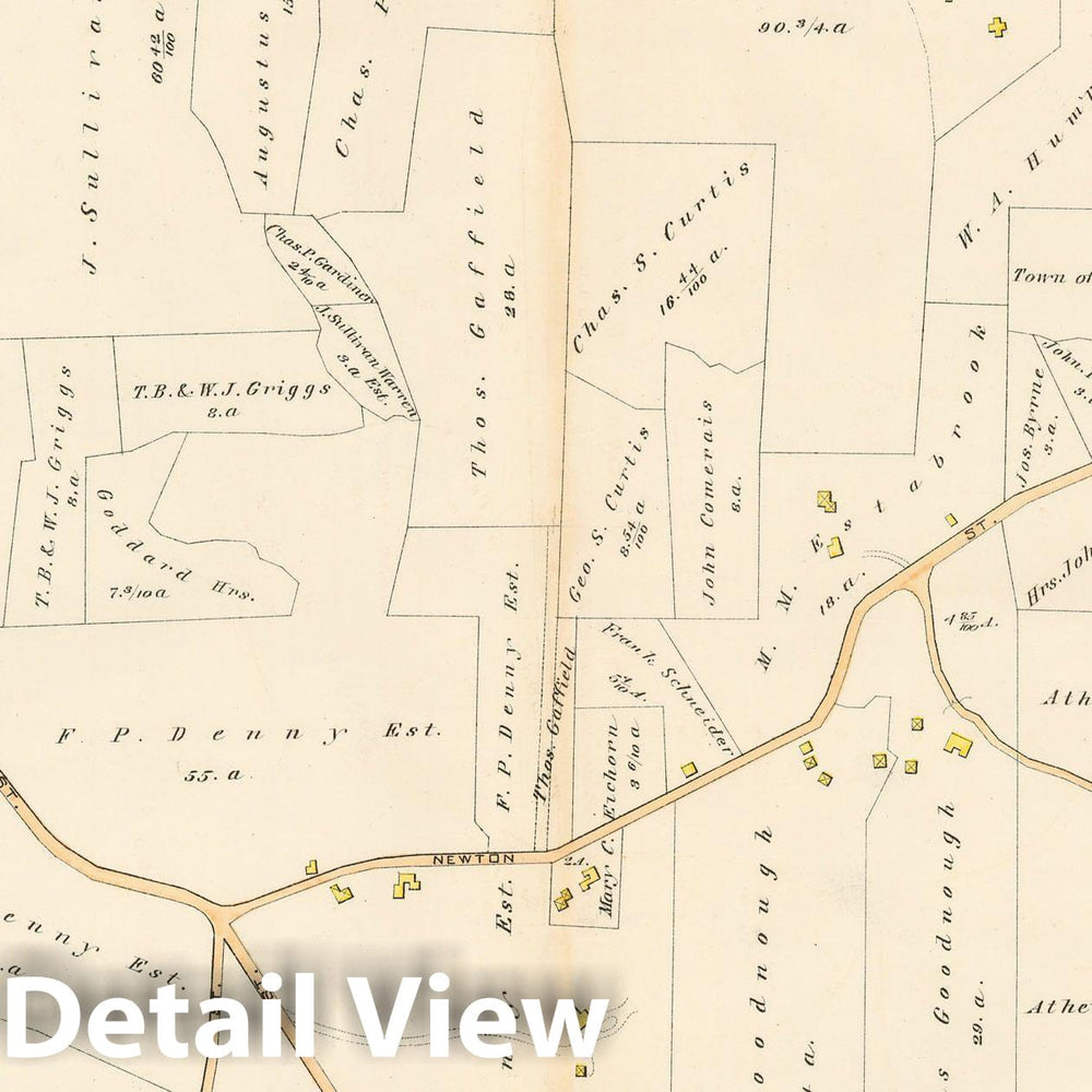 Historic Map : Atlas Town of Brookline, Brookline 1888 Plate U , Vintage Wall Art