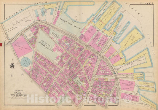 Historic Map : Atlas City of Boston: Boston Proper and Back Bay, Boston 1928 Plate 007 , Vintage Wall Art