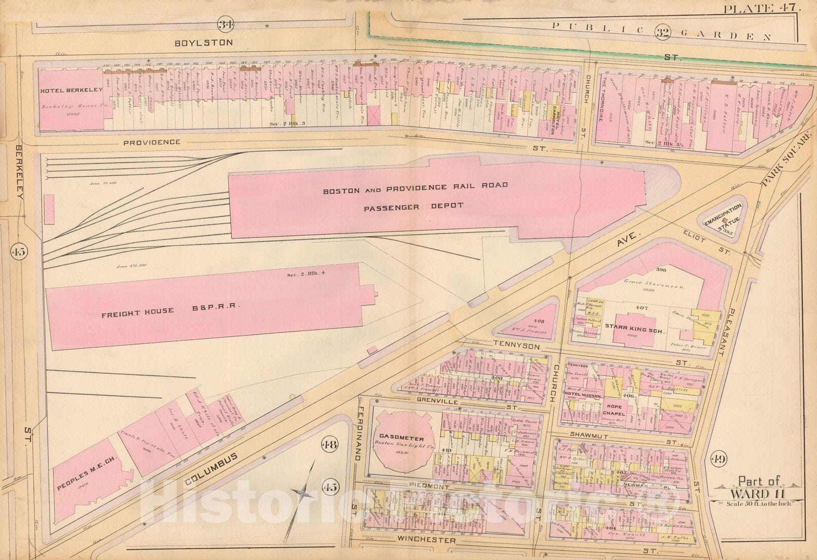 Historic Map : Atlas City of Boston, City Proper, Vol. 2, Boston 1888 Plate 047 , Vintage Wall Art