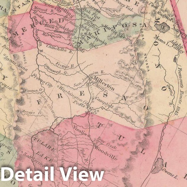 Historic Map : California 1865 , Century Atlas of the World, Vintage Wall Art