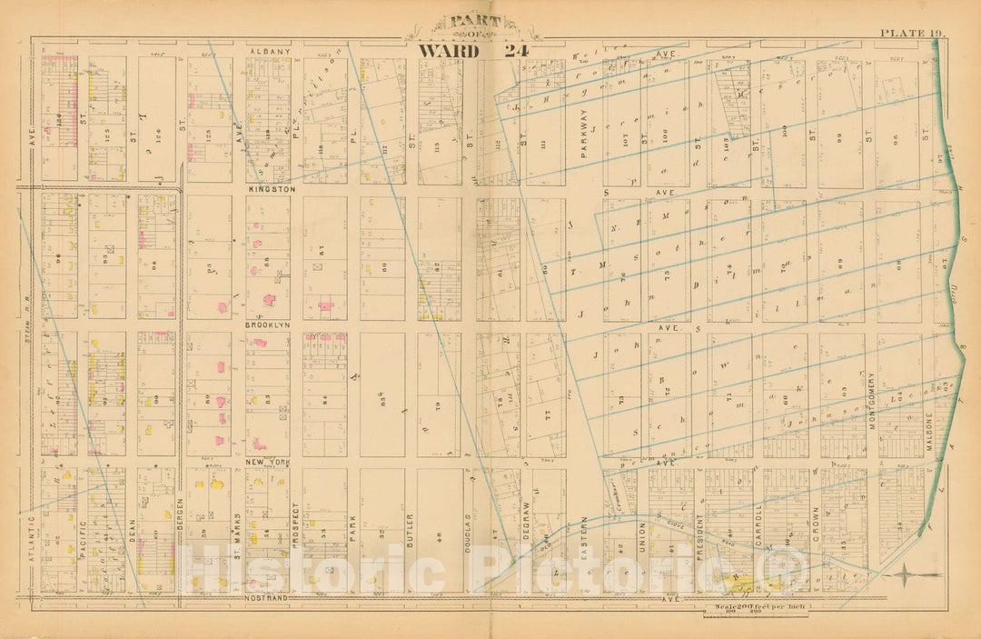 Historic Map : Atlas Entire City of Brooklyn Complete in One Volume, Brooklyn 1880 Plate 019 , Vintage Wall Art