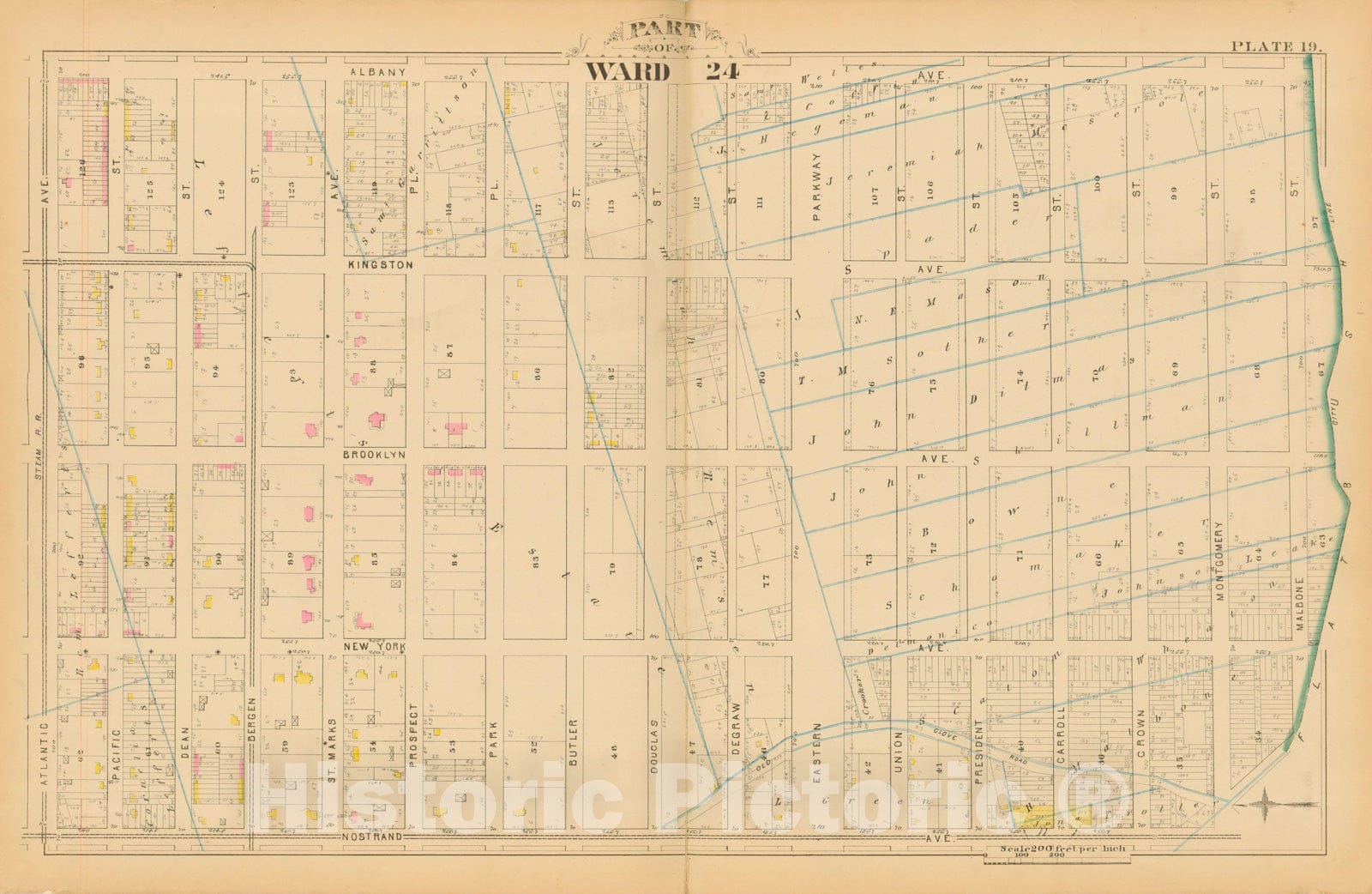 Historic Map : Atlas Entire City of Brooklyn Complete in One Volume, Brooklyn 1880 Plate 019 , Vintage Wall Art