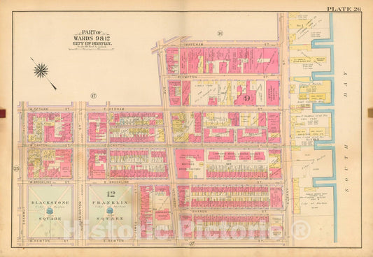 Historic Map : Atlas City of Boston, Boston 1912 Plate 026 , Vintage Wall Art