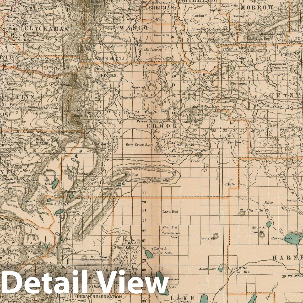 Historic Map : Oregon 1897 , The Century Atlas World , Vintage Wall Art