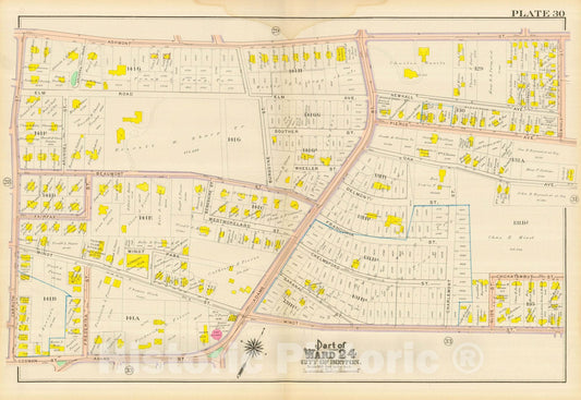 Historic Map : Atlas City of Boston, Dorchester, Dorchester 1910 Plate 030 , Vintage Wall Art