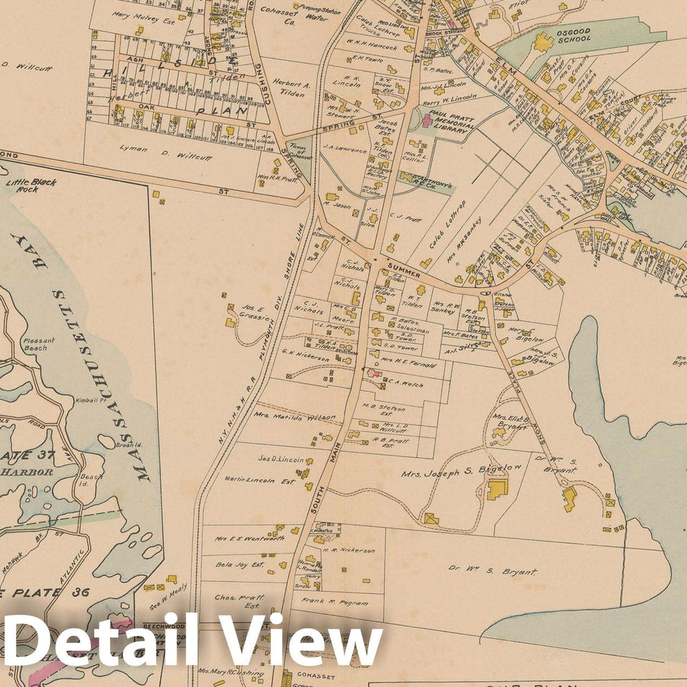 Historic Map : MA, Cohasset 1903 Plate 036 , New Topographical Atlas of Surveys of Plymouth County ... , Vintage Wall Art