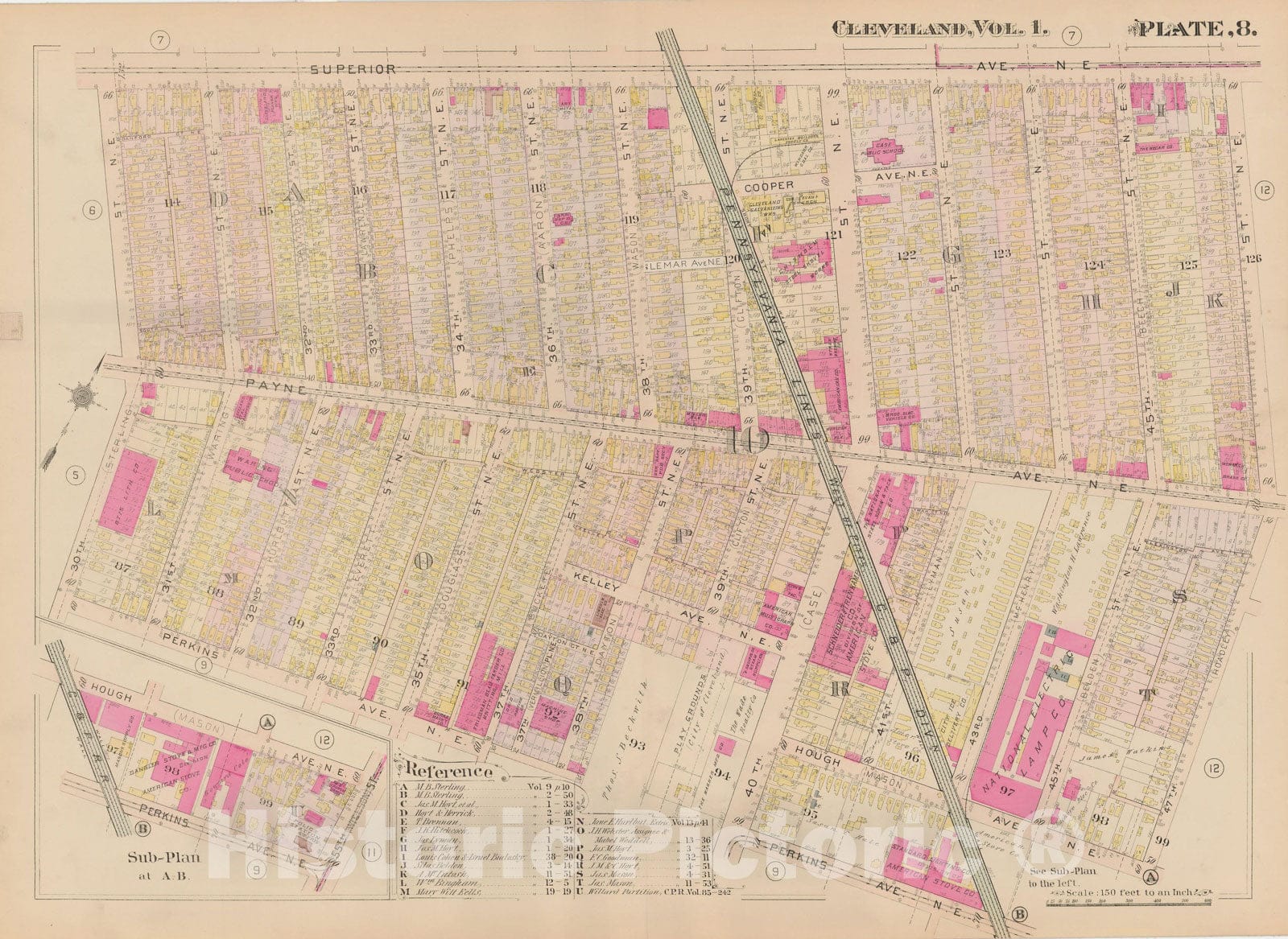Historic Map : Plat Book of The City of Cleveland, Vol. One, 1912 Plate 008 , Vintage Wall Art