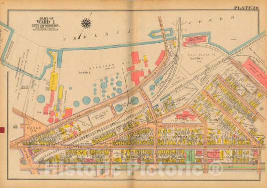 Historic Map : Atlas City of Boston: Charlestown and East Boston, East Boston 1922 Plate 028 , Vintage Wall Art