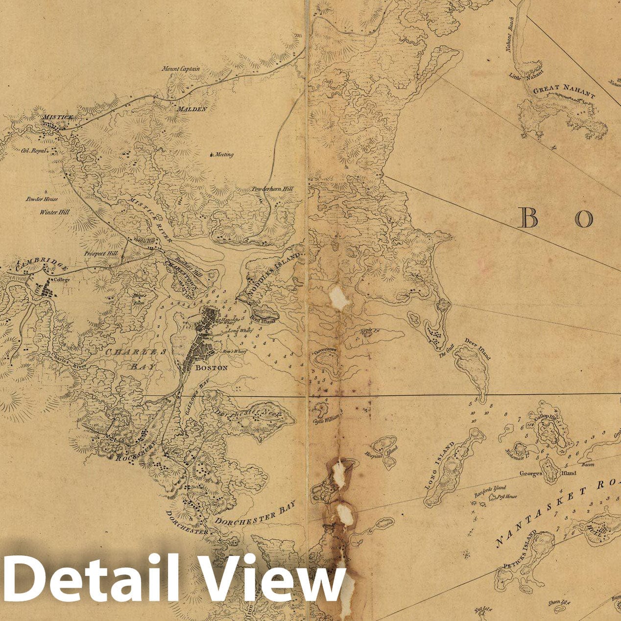 Historic Map : 18th Century Coastal Charts, Boston Bay & Vicinity 1776 Topographic Map , Vintage Wall Art