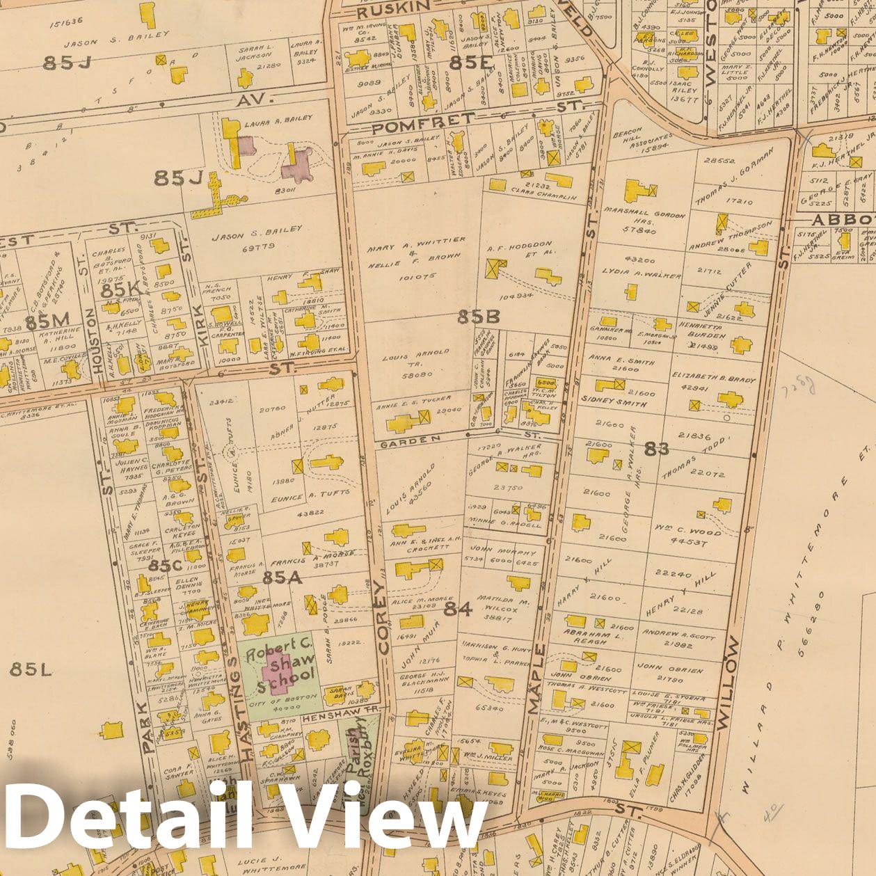 Historic Map : Atlas of Dorchester, West Roxbury and Brighton, West Roxbury 1899 Plate 027 , Vintage Wall Art