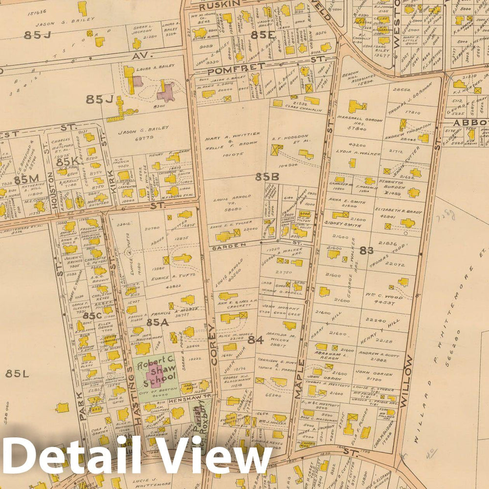 Historic Map : Atlas of Dorchester, West Roxbury and Brighton, West Roxbury 1899 Plate 027 , Vintage Wall Art