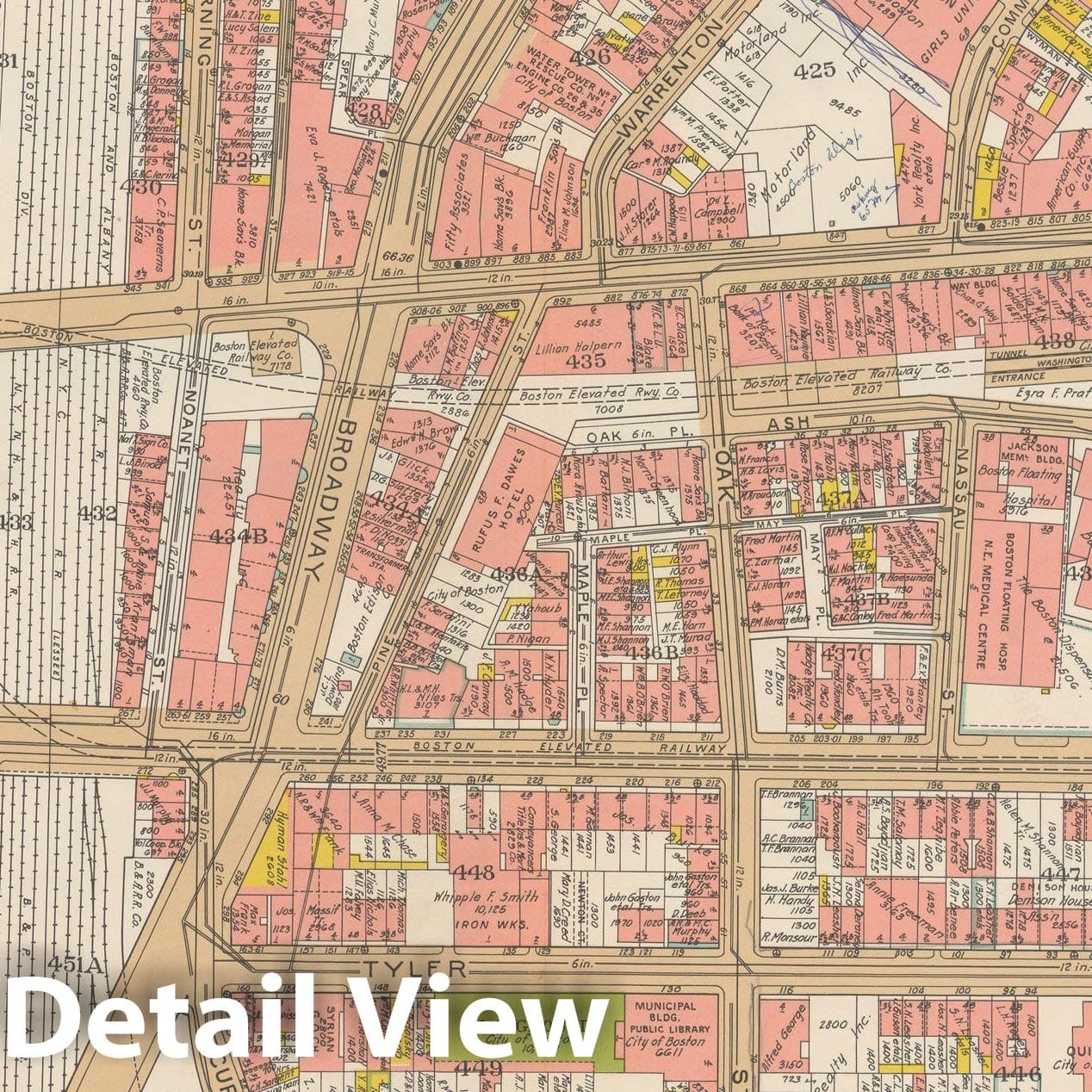 Historic Map : Atlas City of Boston, Boston 1938 Plate 014 , Vintage Wall Art