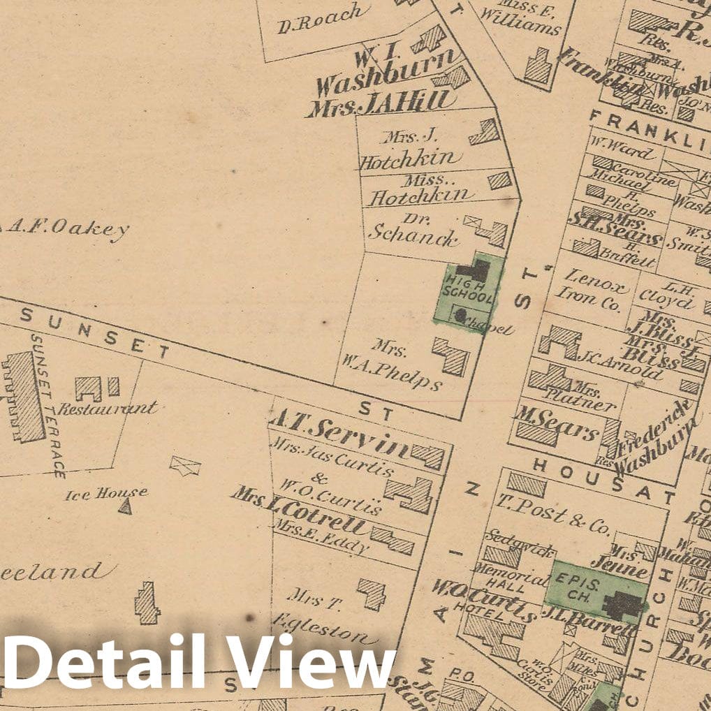 Historic Map : County Atlas of Berkshire County, Lenox 1876 , v2, Vintage Wall Art